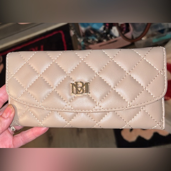 Badgley Mischka Handbags - Badgley Mischka Quilted Taupe Card Holder/Wallet
